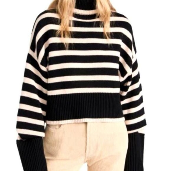 Denimist Cropped Sailor Stripe Turtleneck Sweater sz XXS - Picture 1 of 5